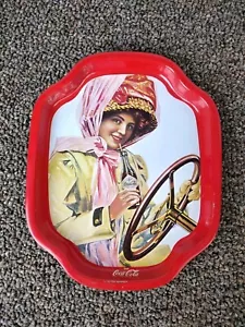Coca Cola Vintage Small Metal Oblong Tip Tray Approx. 7 1/2 X 6" Red W Girl - Picture 1 of 6
