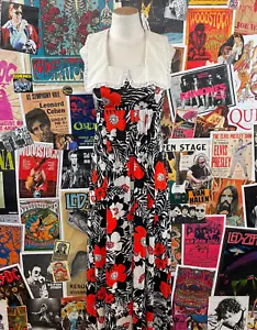 Vintage 60s-70s Tropical Floral Print Lace Pilgrim Collar Maxi Dress Size 2 - Picture 1 of 10