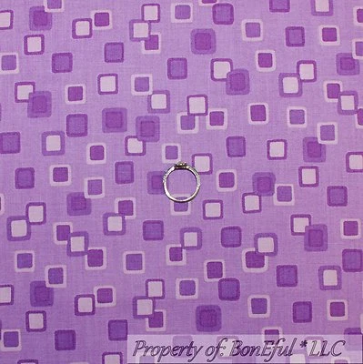 BonEful Fabric FQ Cotton Quilt Purple Tonal Block Square Stripe Calico Girl Pink - Image 1 of 4