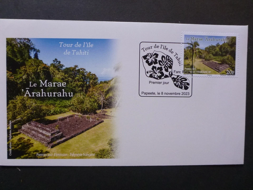 FRENCH POLYNESIA 2023 TOURISM- TAHITI TEMPLES FIRST DAY COVER - Image 1 of 1