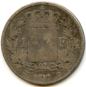 Louis XVIII (1815-1824) 1 Franc 1817 D Lyon 5,356 Ex Rare - Picture 1 of 2