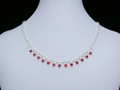 Conjunto de aretes collar cristal estrás joyería boda novia rojo N182 Foto 1 de 3