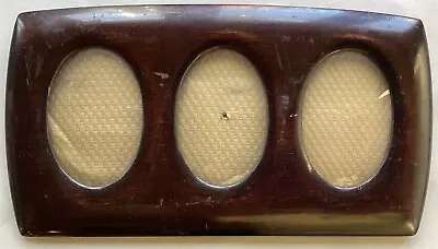 Picture Frame Antique Wood Art Nouveau Photo 3 Portraits View Per 8,1 X 5,4 CM - Image 1 of 4