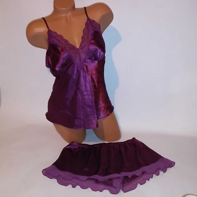 Apt. 9 件套吊带睡衣中号上衣和底部短裤背心紫色蕾丝 — 第 1/4 张图片