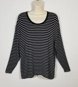 T-shirt donna CABI STYLE 4005 taglia small crosswalk nera bianca a righe manica lunga - Foto 1 di 8