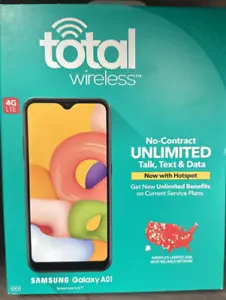 Total Wireless Samsung Galaxy A01 4G LTE Prepaid Smartphone - Black - 16GB - Picture 1 of 1