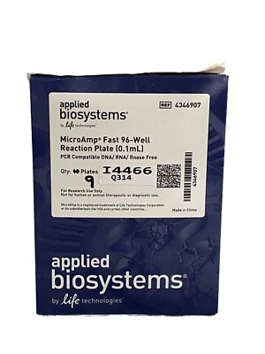 (9) Microplacas de reacción rápida de 96 pocillos Microamp de 0,1 ml de biosistemas aplicados 4346907 Foto 1 de 4