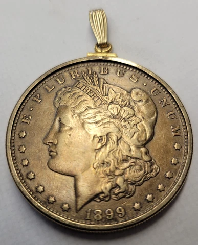 1899 Morgan Silver Dollar  In Bezel. Nice Details Cover