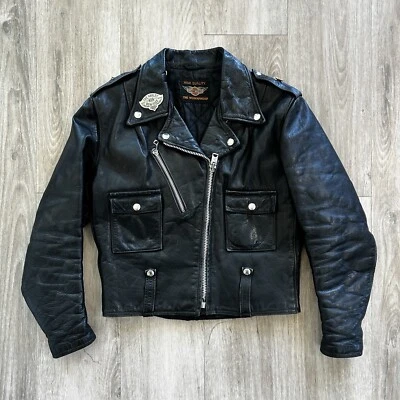 Chaqueta de cuero Harley Davidson Cycle Queen vintage de finales de los años 50-60 para mujer talla S Foto 1 de 4