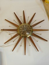 Vintage Clock Westclox Mid Century Modern Atomic Starburst Brass Electric