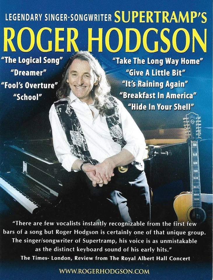 ROGER HODGSON SUPERTRAMP 2018 SMALL NORTH AMERICAN TOUR BOOKLET PROGRAM  - Image 1 of 1