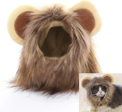 Peluca de melena de león ajustable disfraz para gatos y perros, 11 pulgadas Foto 1 de 4