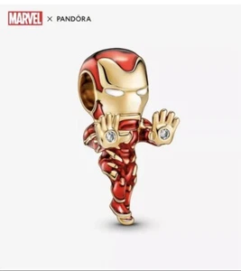 Pandora Marvel The Avengers Iron Man 14k Gold Plated Charm Like New - Picture 1 of 5