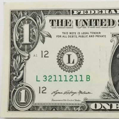 Descending Ladder 3, 2, 1 Repeater Serial Number Dollar 32111211 U.S. $1 2021 L - Image 1 of 4
