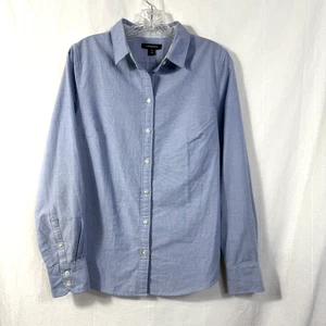 Camisa Lands End para mujer talla 8 azul claro 100 % algodón manga larga abotonada - Imagen 1 de 8