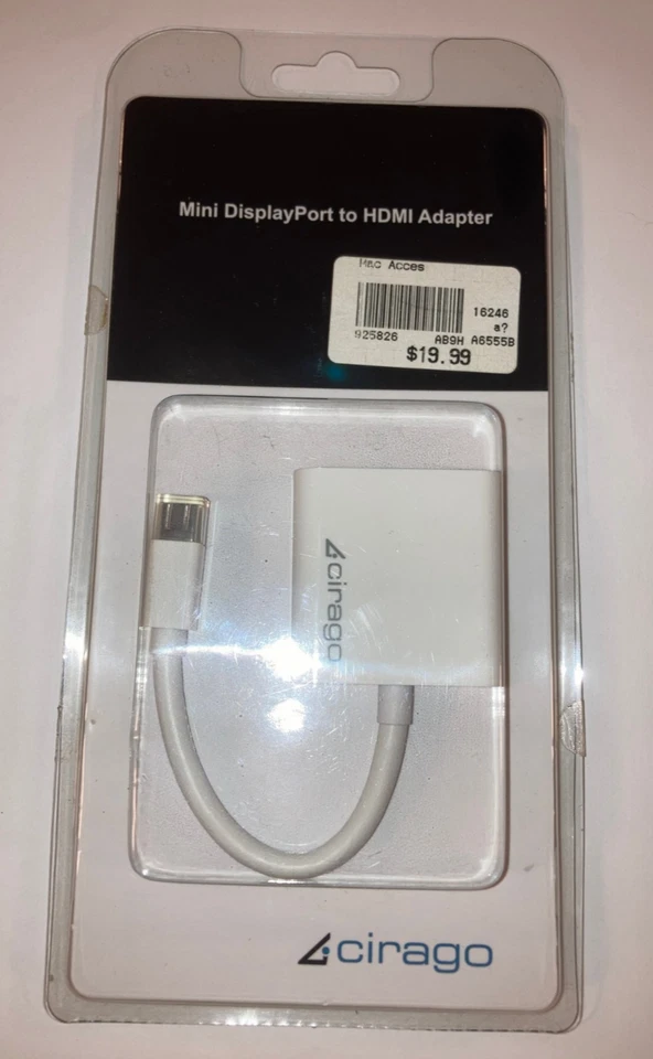 Cirago Mini Display Port to HDMI Adapter Cable For Laptop Desktop PC - FREE SHIP - Image 1 of 4