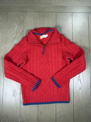 Suéter Mini Boden Niños 6-7 Rojo Cable Tejido Pullover Media Cremallera Azul Borde Cálido Niños Foto 1 de 4