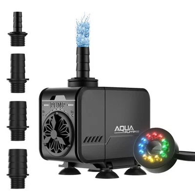 Springbrunnen Pumpe Springbrunnenpumpe Teichpumpe Gartenpumpe Wasserpumpe m. LED - Bild 1 von 4