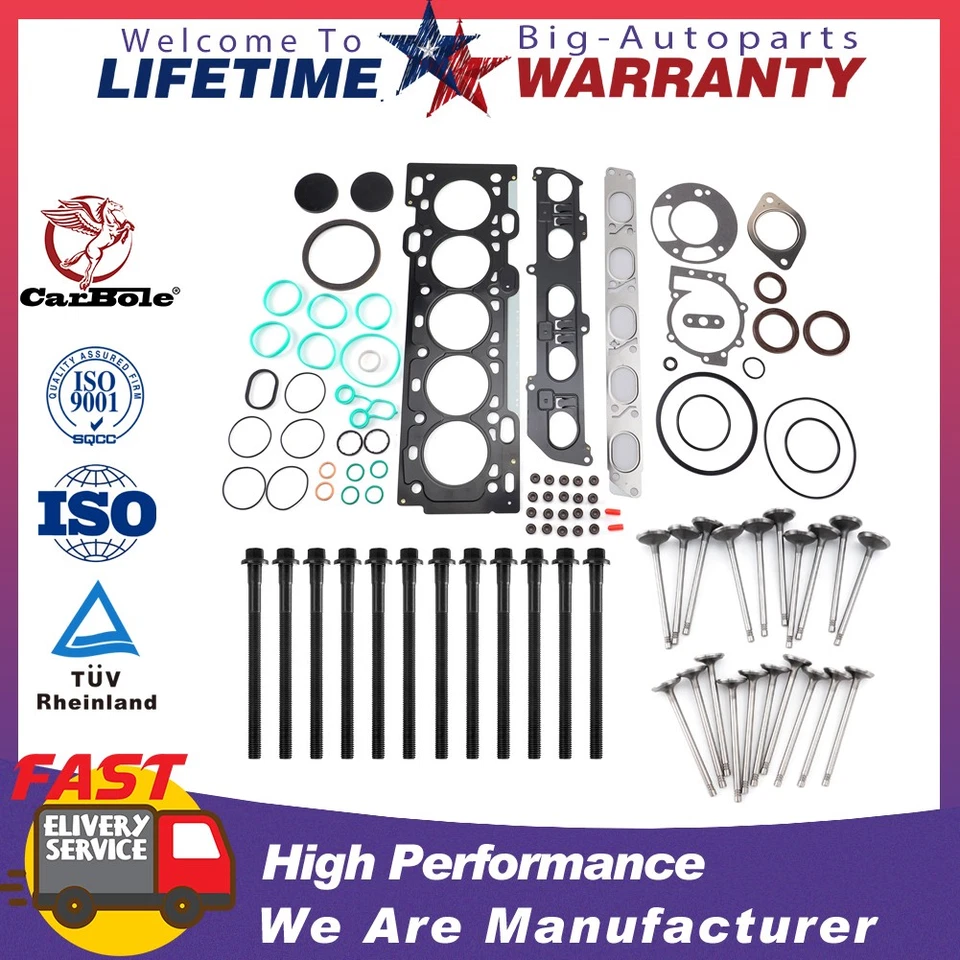 Комплект прокладок головки блока цилиндров с болтами клапанами для Volvo C30 C70 S40 S60 V50 V60 2,5 л - Изображение 1 из 4