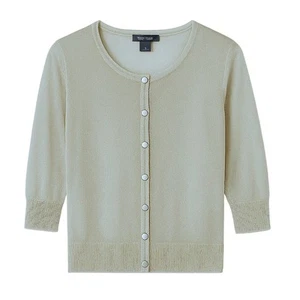 WHBM Sheer Gold Metallic Shimmer Snap Cardigan Size S ✨🌟✨ - Picture 1 of 9