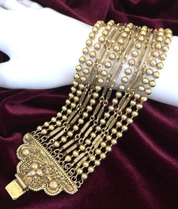 Vintage THELMA DEUTSCH Designer Etrusker Revival goldfarben breit Kette ARMBAND - Bild 1 von 10