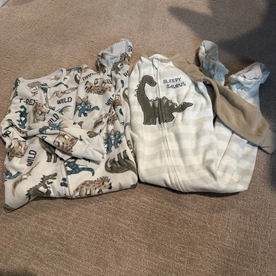 Set Of 2 - Kids Headquarters Dinosaur Fleece Footed Pajamas Size 4T - Image 1 of 1