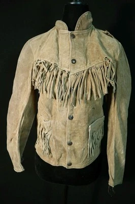 Unusual Vintage 1950's Greenish Brown Suede Western Fringe Jacket Size Small - Image 1 of 4