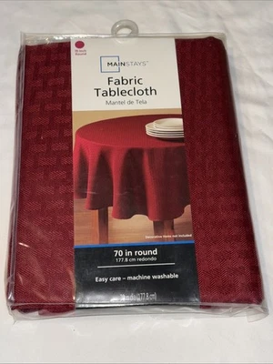 Red  Tablecloth Red Sedona 70" Round Nwt By Mainstays - Image 1 of 4