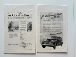 Paar Oldtimer Buick Auto Werbung 20er & 1940 Original GM Motoring Ephemera - Bild 1 von 6
