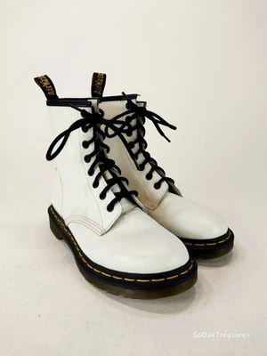 Botas Dr Doc Martens de cuero blanco con cordones para mujer talla 7 Foto 1 de 4