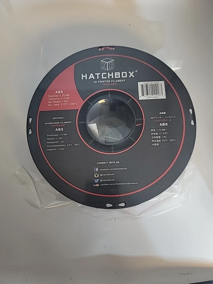 Hatchbox ABS 3D Filament Red In Color. New And Sealed. - Image 1 of 4