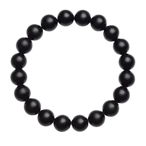 Bracciale Elastico Unisex con Sfere Nere da 8 mm Stile Minimal - Picture 1 of 3
