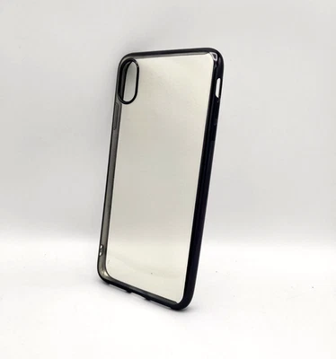 Cover bordo nero lucido retro trasparente opaco flessibile per iPhone XS Max - Immagine 1 di 4