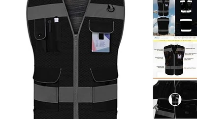  Mesh High Visibility Safety Vest for Men Women 9 5X-Large Black Mesh-bison 03 - Image 1 of 4
