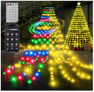Anillo de luces de árbol de Navidad en cascada 30+ modo 6,6 pies 12 líneas 288 aplicación LED + control remoto Foto 1 de 4