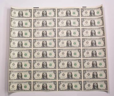 Lot (32) 2003 A $1 Chicago IL FRN Green Seal Uncut Sheet *8169 - Image 1 of 4