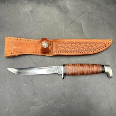 CUCHILLO VINTAGE 2002 CASE XX EE. UU. 16 - 5 SS HOJA FIJA CON FUNDA DE CUERO Foto 1 de 4