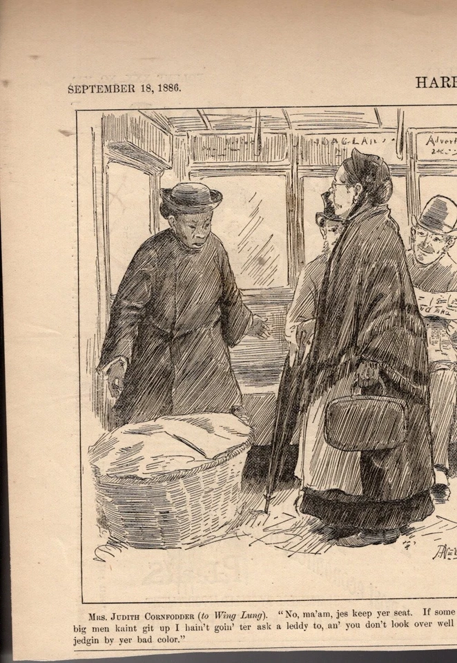 1886 China San Francisco bus scene from Harper's Weekly Original print only - Image 1 of 1