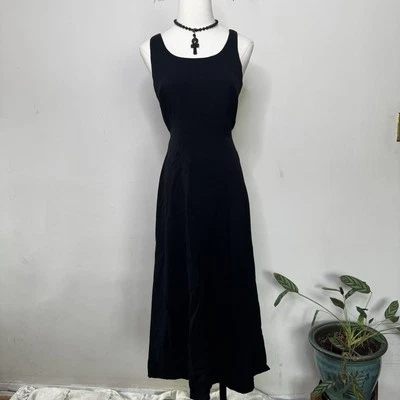 Vintage 90s BYER TOO! Black Rayon A-Line Maci Dress USA Indie Grunge Goth S - Image 1 of 4