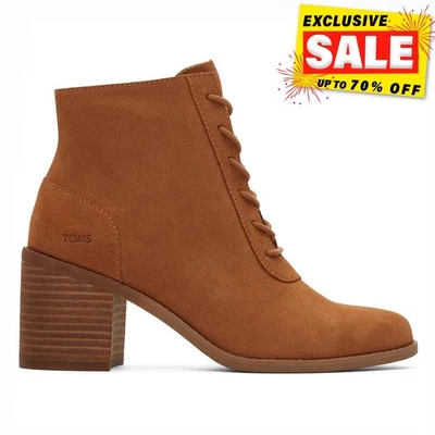 Toms Evelyn Cuero Mujer Diseño Moderno Vestido Formal Botines Marrones - Imagen 1 de 4