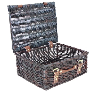 Empty Wicker Hamper Basket with Lid - Picnic Basket, Gift Hamper - 30x23x12cm - Image 1 of 4