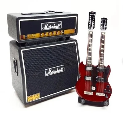 Miniature SET Double Neck Guitar & Amp Set 1/12 Scale Music Display Model GIFT - Image 1 of 4
