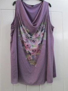 EVANS Tunic Top Size 22/24 Purple With Flower Pattern & Sequins - Picture 1 of 17