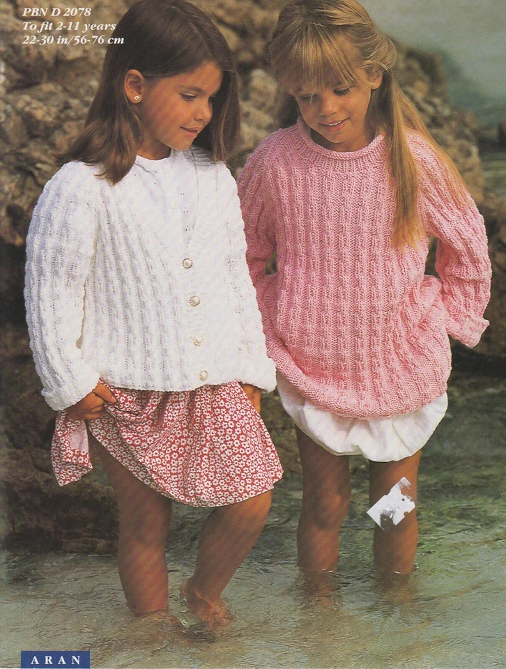 childrens cardigan and tunic 2 - 11 years Aran knit knitting pattern COPY b6