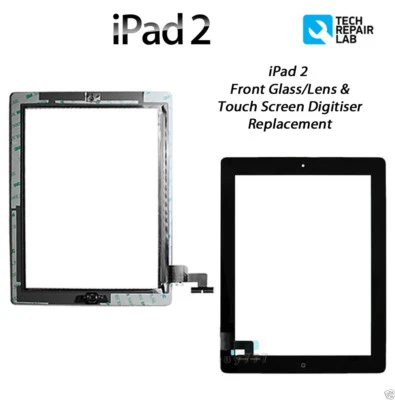 iPad 2 Complete Front Glass/Digitiser Touch Screen/Panel Assembly - BLACK - Image 1 of 2