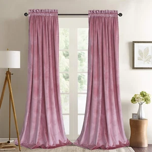 Velvet Curtain Panels Pink Blush Window Luxury Drapes for Bedroom Thermal Insula - Picture 1 of 9
