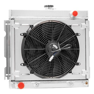 For 1970-1972 Dodge Dart Plymouth Duster Valiant 5.6L 4 Rows Radiator+Shroud Fan - Image 1 of 4