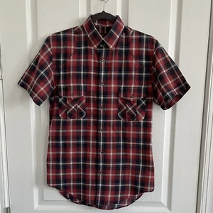 Zara Man Red Blue and White Plaid Short Sleeve Shirt Men’s S - Picture 1 of 4