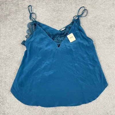 Free People Intimately Blouse Womens Large Blue Silk Laced Bralette Lingerie NEW - Image 1 of 4