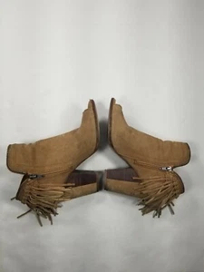 Botines DV Dolce Vita para mujer talla 7,5 imitación gamuza flecos punta abierta marrón - Imagen 1 de 10